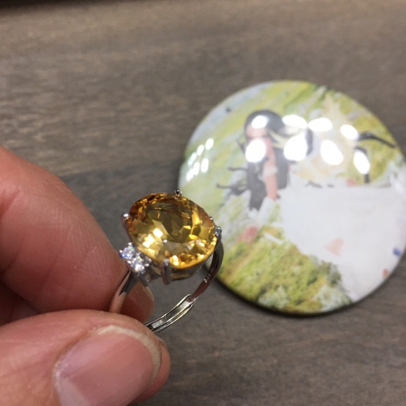 NEW Certified 5CT Natural Citrine S925 Silver Ring - Picture 15 of 17